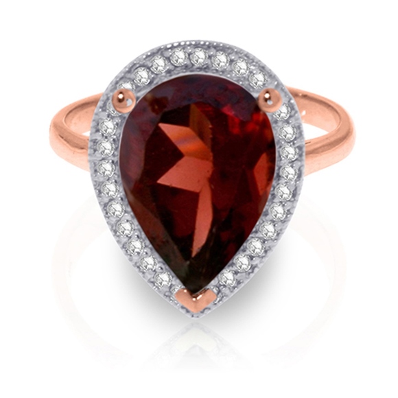 Galaxy Gold Products Jewelry - 14K SOLID GOLD RING WITH NATURAL DIAMONDS & GARNET